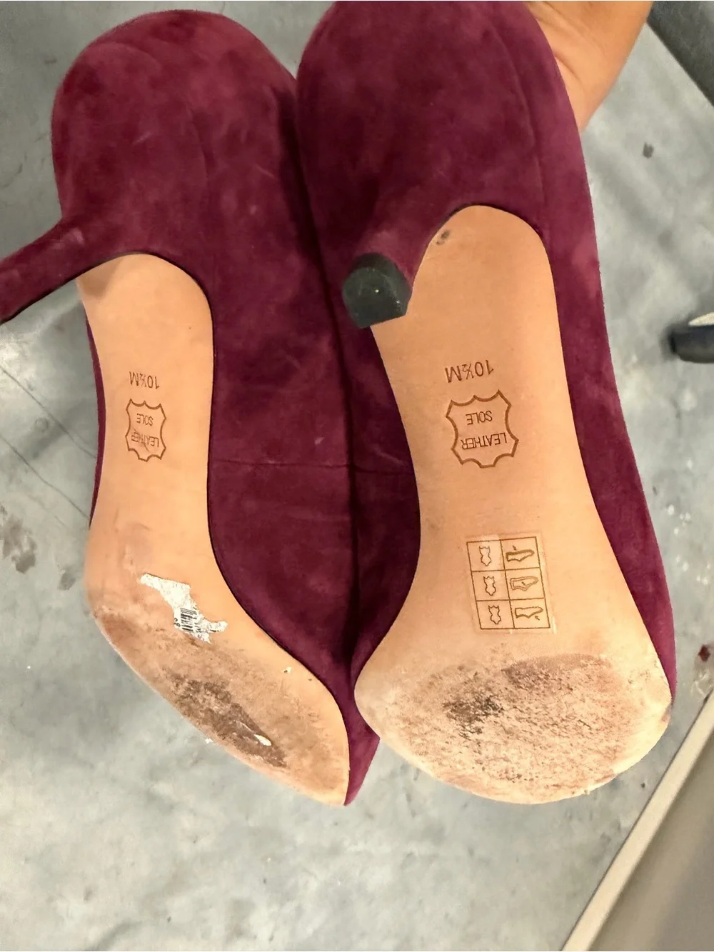Tory Burch Wine Suede Pointed-Toe Pumps with Gold Accent